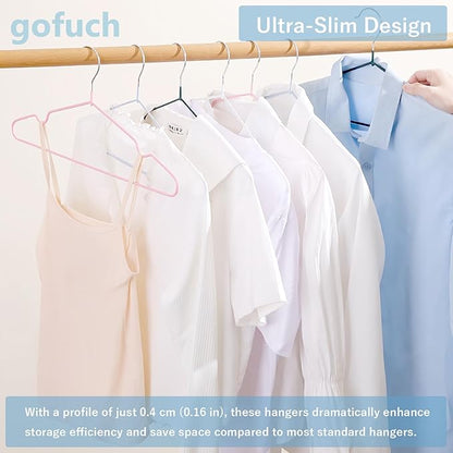 Ultra-Thin Metal Hangers, 100 Pack Non-Slip PVC Coated Space Saving Clothes Hangers for Closet, 16 inch Wide for Suits, Dresses, Jackets（Black）