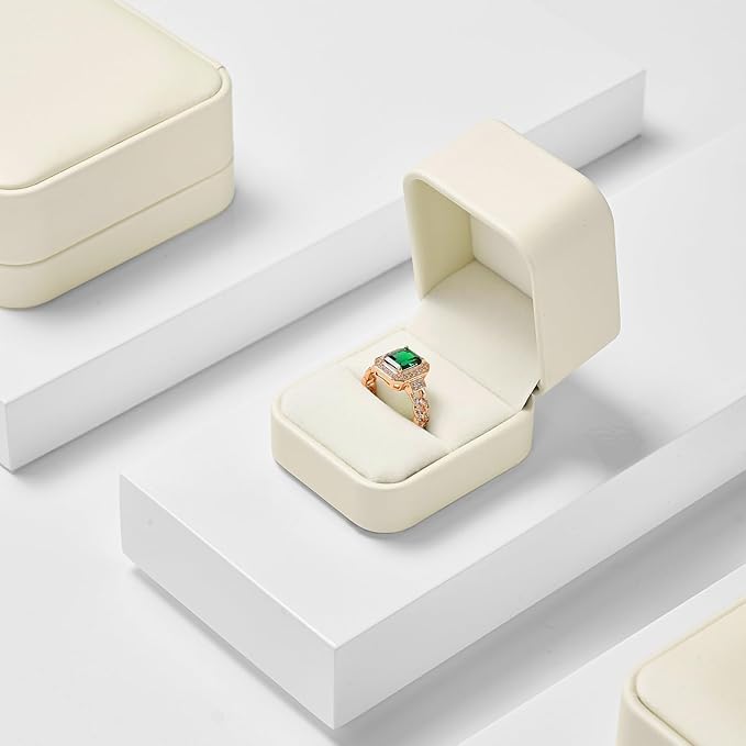 PU Leather Jewelry Ring Box for Proposal Engagement White PU Leather Jewelry Ring Gift Box