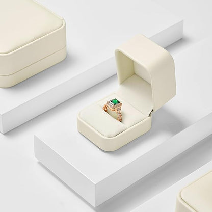 PU Leather Jewelry Ring Box for Proposal Engagement White PU Leather Jewelry Ring Gift Box
