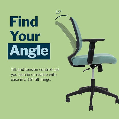 Vari Foundation Chair - Ergonomic Home Office Desk Chair + Adjustable Height, Tilt, and Armrests, Breathable Mesh, Lumbar Support - Swivel Rolling Task Chair for Office or Study (Seaside Blue)