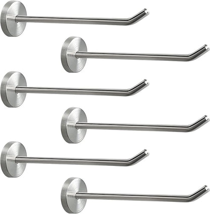NearMoon Coat Hooks, Wall Mount Hooks for Hanging Hat Hurse Robe, 304 Stainless Steel Heavy Duty Towel Hangers for Bathroom Livingroom Hotel Kitchen Garage, 6 Pack (8 Inch, Brushed Nickel)