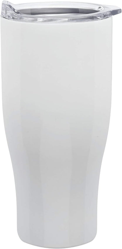 DISCOUNT PROMOS Stainless Steel Grip Travel Mugs 27 oz. Set of 10, Bulk Pack - Perfect for Coffee, Soda, Other Hot & Cold Beverages - White