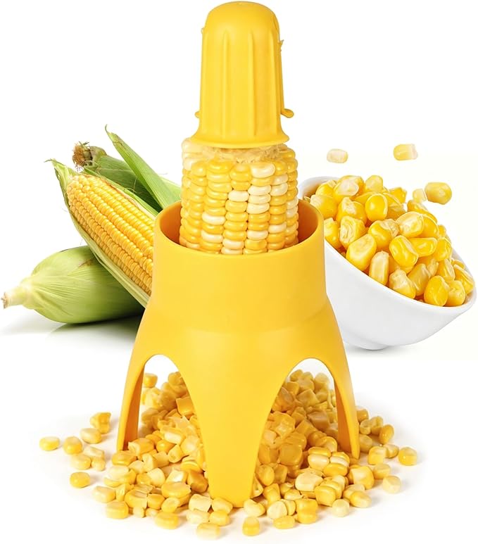 LIIGEMI Corn Stripper & Peeler Tool – Safe, Fast Corn Kernel Remover for Fresh, Cooked & Dry Corn – Non-Slip Handle, Essential Kitchen Gadget for Easy Meal Prep