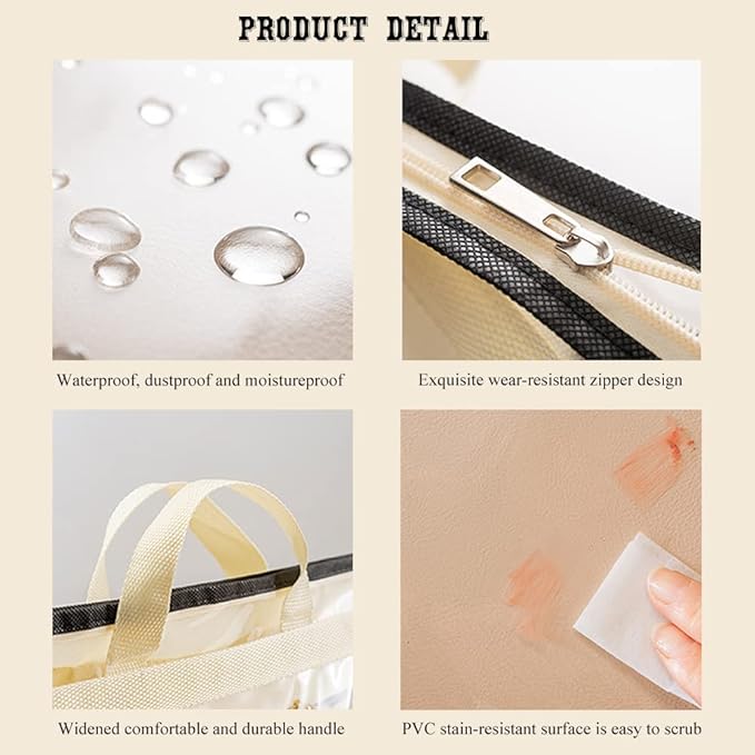 fazhongfa 2PCS Dust Bags for Handbags Clear Purse Storage Organizer Non-Woven Hanging Bag Closet with Zipper and Handle (Small, Cream Color)