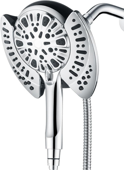 INAVAMZ Shower Head with Handheld High Pressure: Hand Held Shower Head & Rain Shower Head 2-IN-1 Shower Head with 59" Rotatable Stainless Steel Hose, Shower Trim Systems, Sliver 2.5 GPM 23233