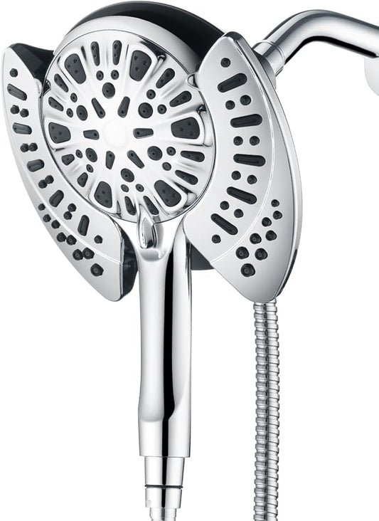 INAVAMZ Shower Head with Handheld High Pressure: Hand Held Shower Head & Rain Shower Head 2-IN-1 Shower Head with 59" Rotatable Stainless Steel Hose, Shower Trim Systems, Sliver 2.5 GPM 23233