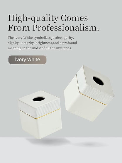 Cloudever Tissue Box Holder Cover Square, Modern PU Leather Decorative Tissue Cube Holder Organizer-Woven White