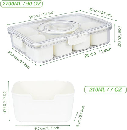 shopwithgreen Divided Serving Tray with Lid and Handle, Portable Snackle Box Charcuterie Container for Party, Veggies, Snack, Fruit, Nuts, Candy, Christmas Tray Snack Box for Entertaining, Picnic