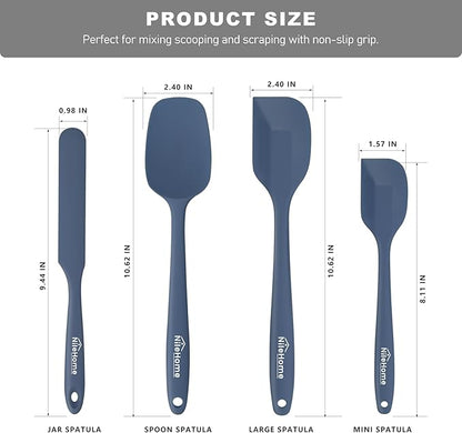 NileHome Silicone Spatula Set, Rubber Spatula High Heat-Resistant Premium BPA-Free One Piece Seamless Design Cooking Spatulas Utensils Set For Kitchen 4pack(Haze blue)
