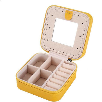 KElofoN Travel jewelry case Travel jewelry box Travel Jewelry Organizer Small Jewelry Organizer Box Gift for Girls Women with Mirror (Yellow)