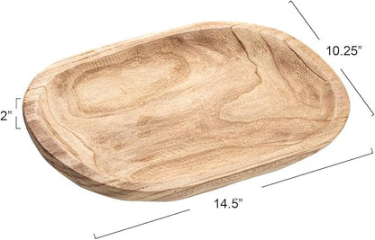 Bloomingville Hand-Carved Paulownia Wood Bowl, Natural