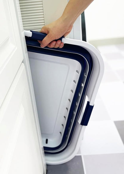 SAMMART 42L (11 gallon) Collapsible Plastic Laundry Basket - Foldable Pop Up Storage Container/Organizer - Space Saving Hamper/Basket (1, White/Starry Blue)