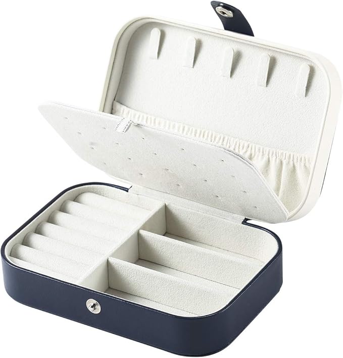 CASEGRACE Jewelry Box For Women Travel Jewelry Organizer Double Layer for Necklace Earring Rings Jewelry Holder Case