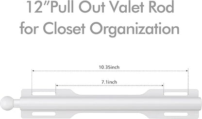 12" Valet Rod for Closet Pull Out (1 Pack, White)