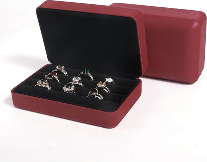 Small Ring Organizer Box. Travel Jewelry Storage Case. Ring Box for Multiple Rings. Portable Ring Display Holder for Women (Red S)