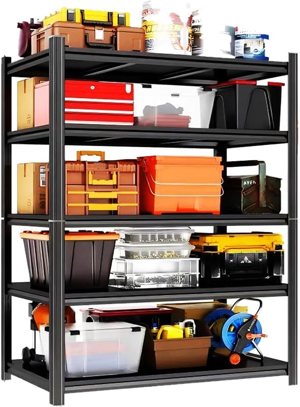 72" H x 36.12" W x 16" D Instrial 5-Heavy-Duty-Shelf Storage-Rack Adjustable Shed Shelving Metal Shelves Steel (Wire) Garage Bin Shelving Unit-s Organizer System for Basement/Kitchen, Black