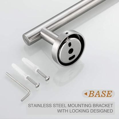 USHOWER Brushed Nickel Hand Towel Bar, 9-Inch Towel Racks for Bathroom Wall-Mounted, SUS304 Stainless Steel Towel Rod (Total Length 11-Inch)