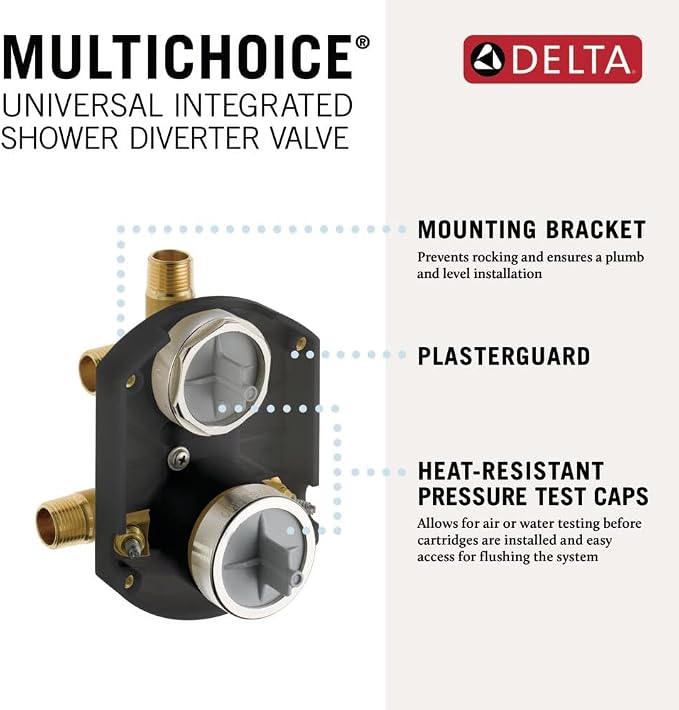Delta Modern 14 Series Round Rain Shower System Faucet Set, Rainfall Brushed Nickel Shower Head and Handle Set, Valve Trim Kit, 10 Inch, Spotshield Stainless T342702-SP (Valve Not Included)