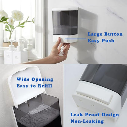 Manual Soap Dispenser 33.8oz / 1000ml Kitchen Bathroom Wall Mounted Commercial Soap Dispenser for Liquid Containers Shampoo Gel Chamber Hotel Restaurant