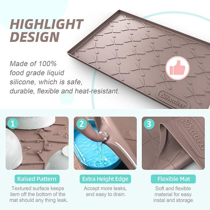 SIKADEER 25" x 22" Under Sink Mat Waterproof, Silicone Mat Kitchen Drawer Shelf and Cabinet Liner, Sink Protector for Kitchen Organizers and Storage, Boot Tray Pet Food Mats