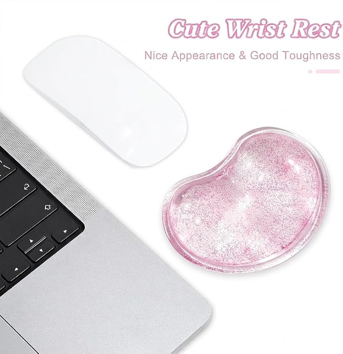 Soft Mouse Wrist Rest Pad Comfortable Cool Silicone Gel Ergonomic Cushion Small-Sized Hand Pain Relief Support Pad with Gel-Filled for Laptop Computer Office & Home (Bright Pink)