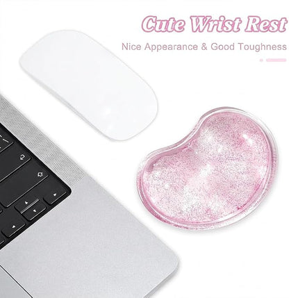 Soft Mouse Wrist Rest Pad Comfortable Cool Silicone Gel Ergonomic Cushion Small-Sized Hand Pain Relief Support Pad with Gel-Filled for Laptop Computer Office & Home (Bright Pink)