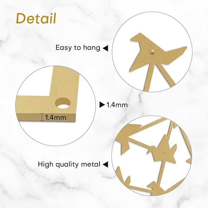 SIGNLEADER Metal Wall Art Decor Free Birds Modern Abstract Wall Sculpture Hangings Home Decoration for Living Room, Bedroom, Bathroom, Kitchen, Outdoor - 12" Gold
