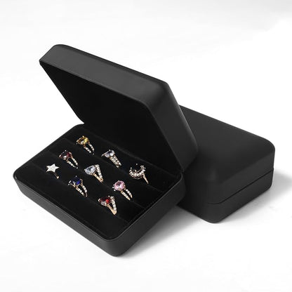 Small Ring Organizer Box. Travel Jewelry Storage Case. Ring Box for Multiple Rings. Portable Ring Display Holder for Women (Black S)