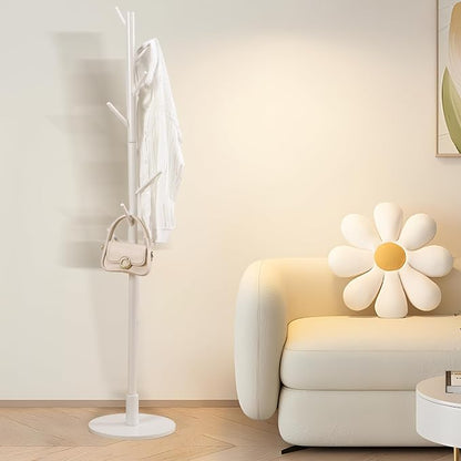 VECELO Coat Rack Freestanding, Entryway Hanger Stand, Umbrella Holder, Hall Tree With Hooks, Floor Standing Tree Stand,White