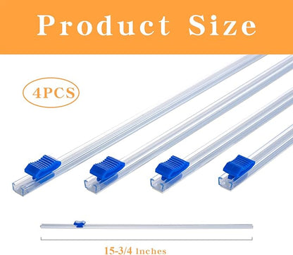 Plastic Wrap Cutter Slide Cutter - 4 Sticks 15" Self-Adhesive Cling Film Slide Cutter for Parchment Paper Plastic Wrap Aluminum Foil Wax Paper - Slide Cutter Replacement Fit Most Brands Roll