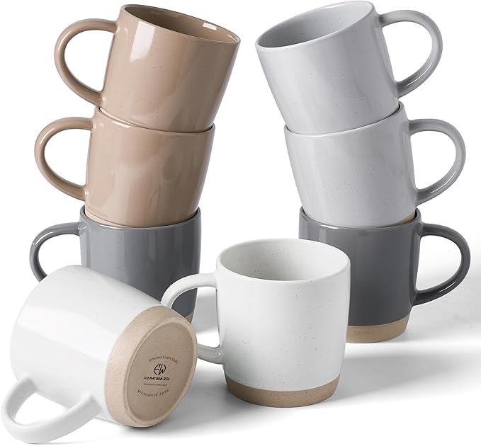 famiware Coffee Mugs for 8, 13 oz Mug Set, Dringking Cup with Handle for Coffee, Tea, Cocoa, Milk, Milkyway Serise, Multi-color