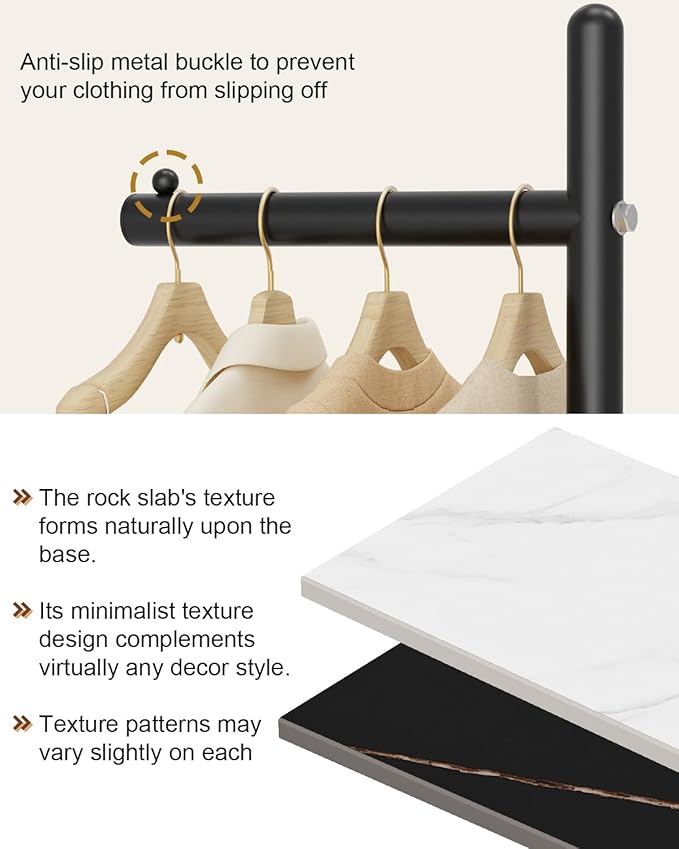Yawinhe Metal Coat Stand, Coat Rack with Rock Base, L Shaped Freestanding Hall Tree, Clothes Hanger Stand Suitable for Bedroom, Hallway, Entrance,68.5 Inches High,Black