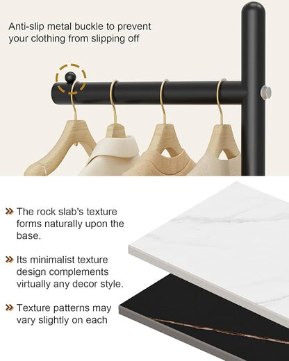 Yawinhe Metal Coat Stand, Coat Rack with Rock Base, L Shaped Freestanding Hall Tree, Clothes Hanger Stand Suitable for Bedroom, Hallway, Entrance,68.5 Inches High,Black