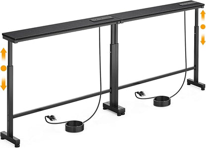 Dicasser 2 Pack Narrow Console Sofa Table with Adjustable Height (22"-33") & 2 Power Outlets, Skinny Behind Couch Table for Living Room Entryway Hallway, 79" L x 7" W x 33" H (Black)