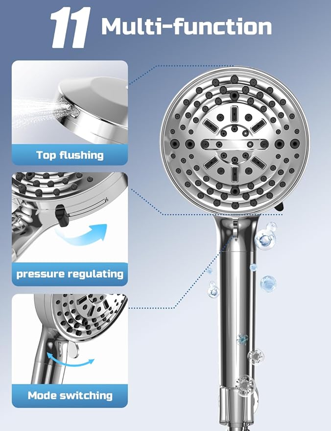 Shower Head, Filter Showerhead with Handheld, High Pressure Shower Head with 11 Functions, Silver SSK790CP