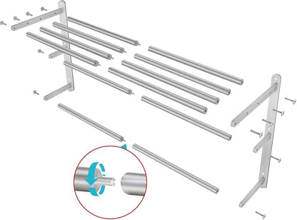 32 inch Towel Racks for Bathroom, VOTZAAQ Towel Shelf with Double Towel Bar, Stainless Steel Towel Storage for Lavatory Wall Mounted, 3-Tier Towel Hanger Towel Holder, Brushed Nickel
