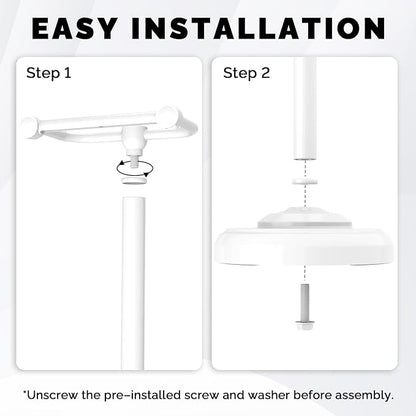 Toilet Paper Holder Stand, White Toilet Paper Holder Free Standing, Post Pivoting Design & Stable Weighted Base SUS304 Stainless Steel for Bathroom (Mega Roll)