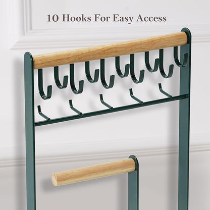 ProCase Jewelry Stand Holder Organizer, 5-Tier Necklace Holder with Ring Tray, 15 Hooks Necklaces Hanging Small Jewelry Display Storage Tower Tree for Bracelets Earrings Watches -Large, Green