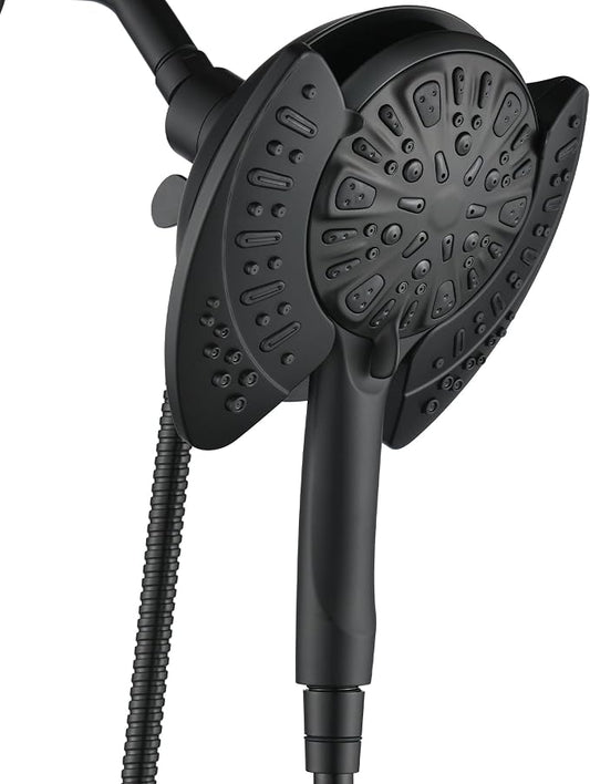 INAVAMZ Shower Head with Handheld High Pressure: Hand Held Shower Head & Rain Shower Head 2-IN-1 Shower Head with 59" Rotatable Stainless Steel Hose, Shower Trim Systems, Black 2.5 GPM 23233