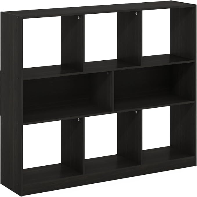 Furinno DALY Book Shelf, 8-Cube Bookshelf, Horizontal Cube Storage Organizer Bookcase, 10.9 x 47.2 x 39.4, for Living Room, Bedroom, Home Office, Espresso