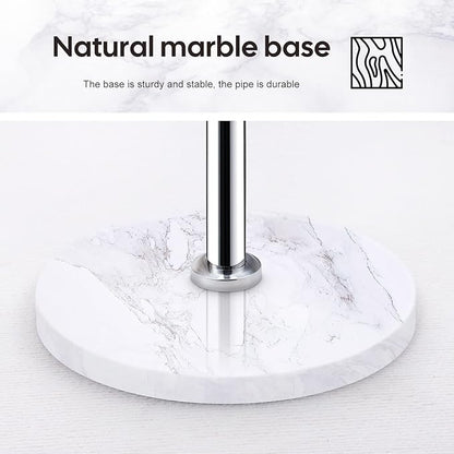 Homde Metal Coat Rack Stand with Natural Marble Base, Stainless Steel Freestanding Clothes Tree Hanger with 8 Hooks, Hall Hanger for Coat Jackets Hat Scarves Handbags Entryway Bedroom (Silver)