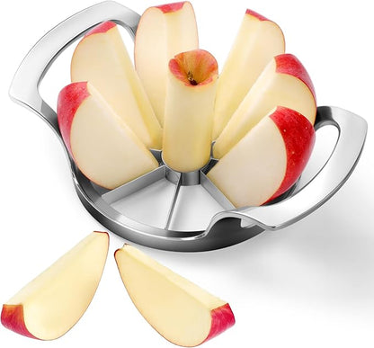 AUBENR 4.72 Inch Extra Large Apple Slicer with 8 Blades - Professional Heavy Duty Apple Cutter -304 Stainless Steel Apple Corer Tool - Sharp Apple Slicer and Corer - Easy to Use - Dishwasher Safe