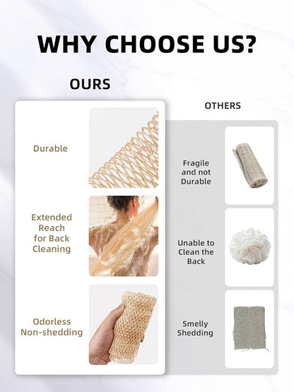 Cleangor 2Pcs African Net Sponge Authentic with Knots - Exfoliating Body | Scrubber for All Skin Types, African Bath Sponge, Wash Cloth, Gentle Exfoliation Shower Rag for Women Daily Use