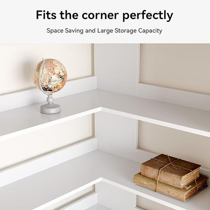 MXV 71.5" Tall L-Shaped Corner Bookshelf, 6-Tier 23.6" Wide Wooden Bookcase with Storage Organizer, Display Shelf for Home, Office, Living Room (23.6")