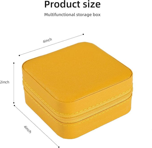 KElofoN Travel jewelry case Travel jewelry box Travel Jewelry Organizer Small Jewelry Organizer Box Gift for Girls Women with Mirror (Yellow)