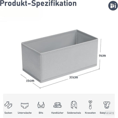 DIMJ Drawer Organizer Clothes - Underwear Organizer Small Sock Organizer Closet Organizers and Storage Box Dresser Drawer Dividers for Baby Clothes,Bra,Socks, Belt, Tie, Set of 12, Grey