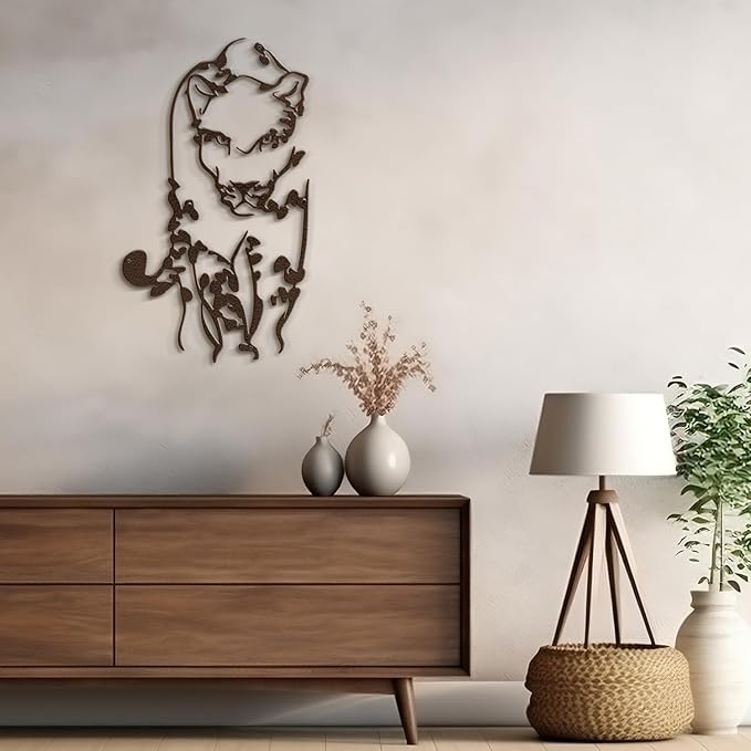 SIGNLEADER Metal Wall Art Decor Leopard Minimalist Modern Abstract Wall Sculpture Hangings Home Decoration for Living Room, Bedroom, Bathroom, Kitchen, Outdoor - 18" Bronze