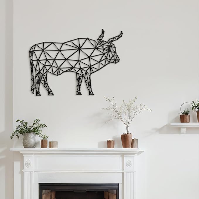 SIGNLEADER Metal Wall Art Decor Brooding Cow Modern Abstract Wall Sculpture Hangings Home Decoration for Living Room, Bedroom, Bathroom, Kitchen, Outdoor - 24" Black
