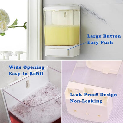 Manual Soap Dispenser Bathroom Kitchen Wall Mounted Commercial Soap Dispenser for Liquid Containers Shampoo Gel Chamber Plastic - (33.8 oz) 1000ml