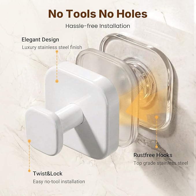 3 PCS Bathroom Hooks for Towels, Suction Cup Hooks for Shower, Door Hooks for Hanging Robe Loofah Removable Wall Hooks for Kitchen Glass Window White